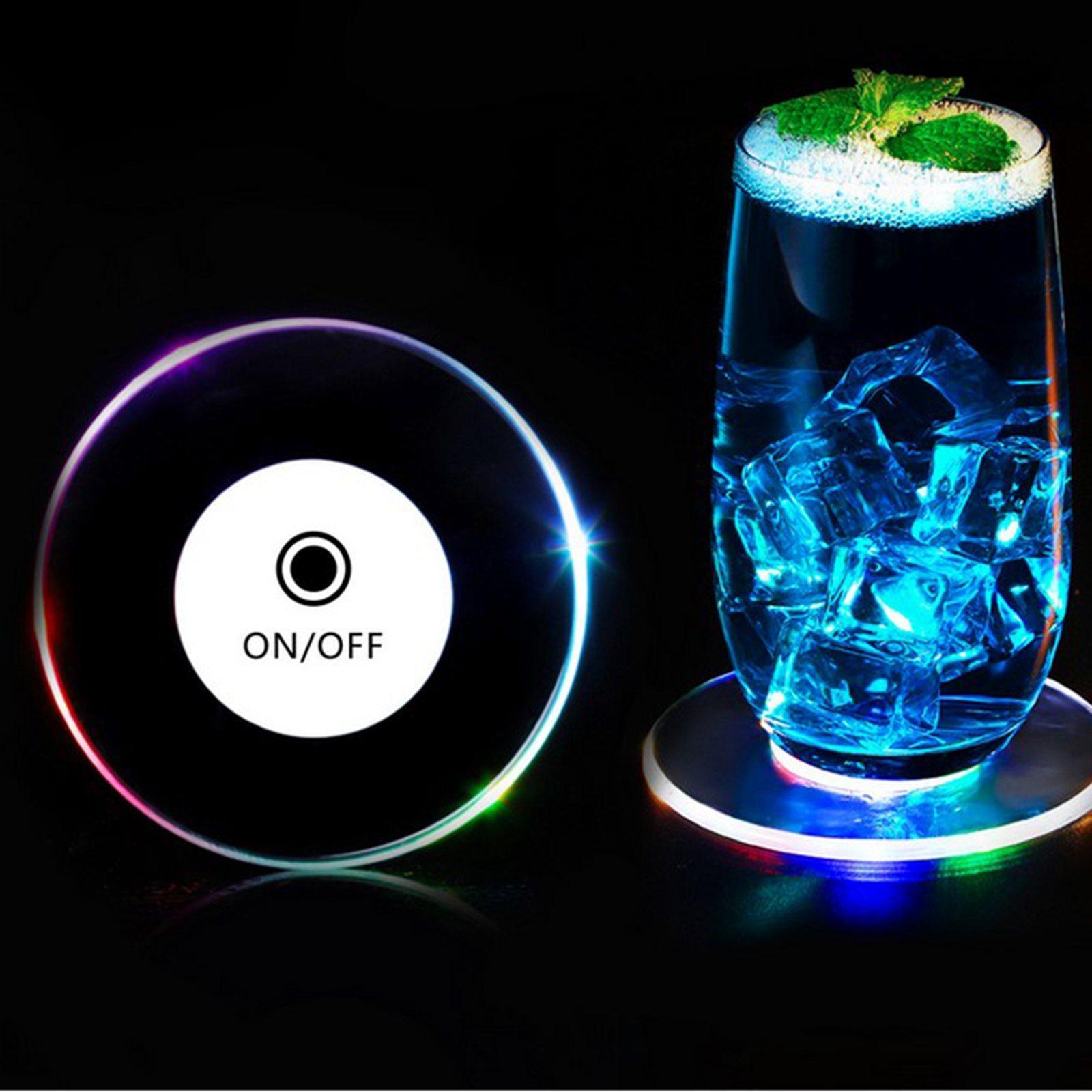 LED Cup Coaster Pad Holder Atmosphere Light Lamps Party Bar Decor
