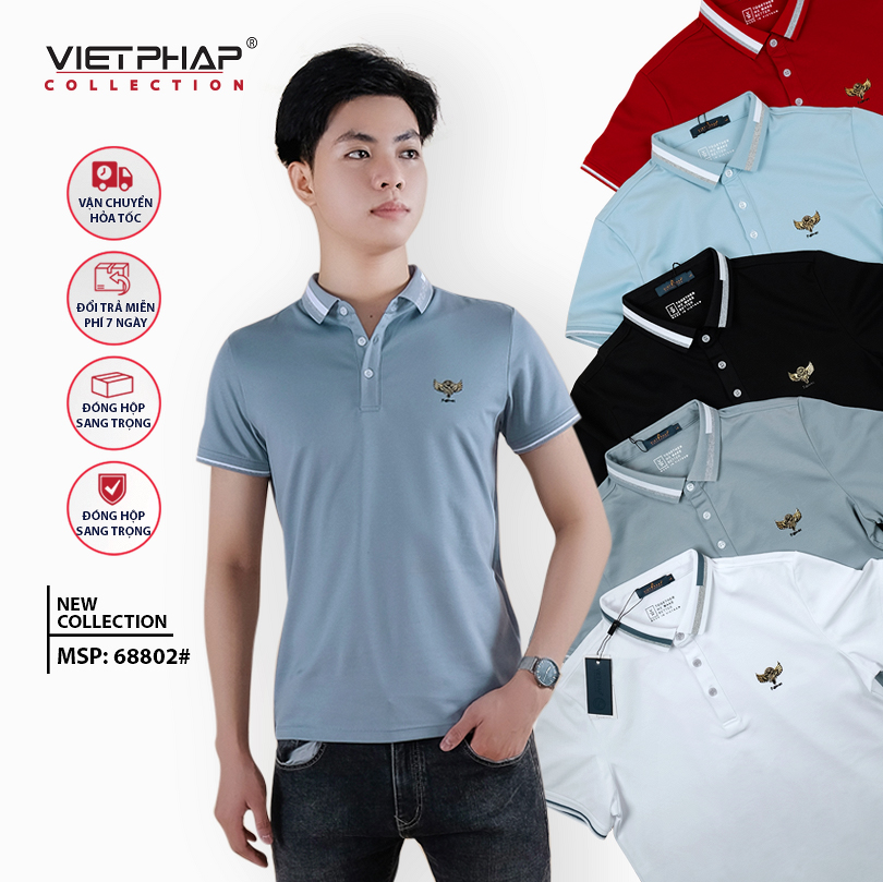 Áo Thun Polo Nam Cao Cấp VIỆT PHÁP / Form Basic - Chất liệu cotton co dãn thấm hút mồ hồi tốt 68802