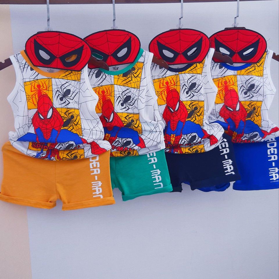 COMBO 3 BỘ BA LỖ SIÊU NHÂN NHỆN KÈM MẶT NẠ CHO BÉ - GIAO MÀU NGẪU NHIÊN KHÔNG TRÙNG NHAU