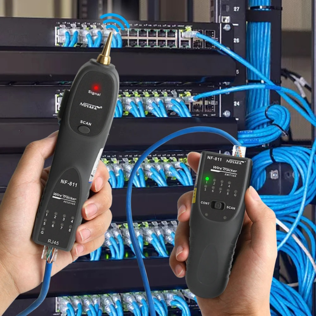 Bộ Dò Cáp NOYAFA NF-811: Thiết bị đa năng kiểm tra cáp mạng RJ45, cáp điện thoại RJ11 với đèn LED hỗ trợ, loa tích hợp, khả năng kiểm tra điều kiện điện thoại, độ nhạy điều chỉnh và chứng nhận chất lượng RoHS, FCC, CE. - Hàng Nhập Khẩu