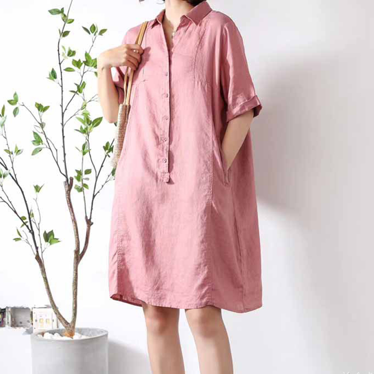 Đầm s;uông linen cổ đức trẻ trung không kén dáng mặc, chất vải linen mềm mát, thời trang xuân hè 2021