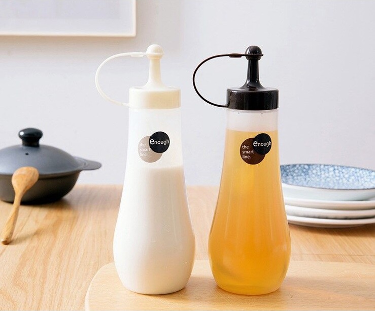 Combo Bình đựng gia vị, nước sốt, nước tương Enough 360ml màu trắng nội địa Nhật Bản