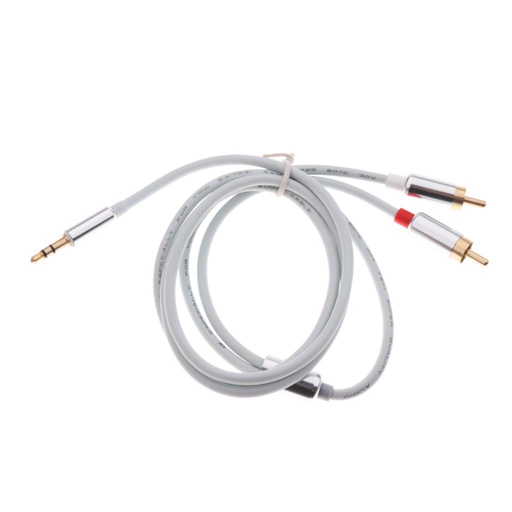 3.5mm Stereo Male Plug to 2 RCA Audio Male Adapter Speaker Cable Cord