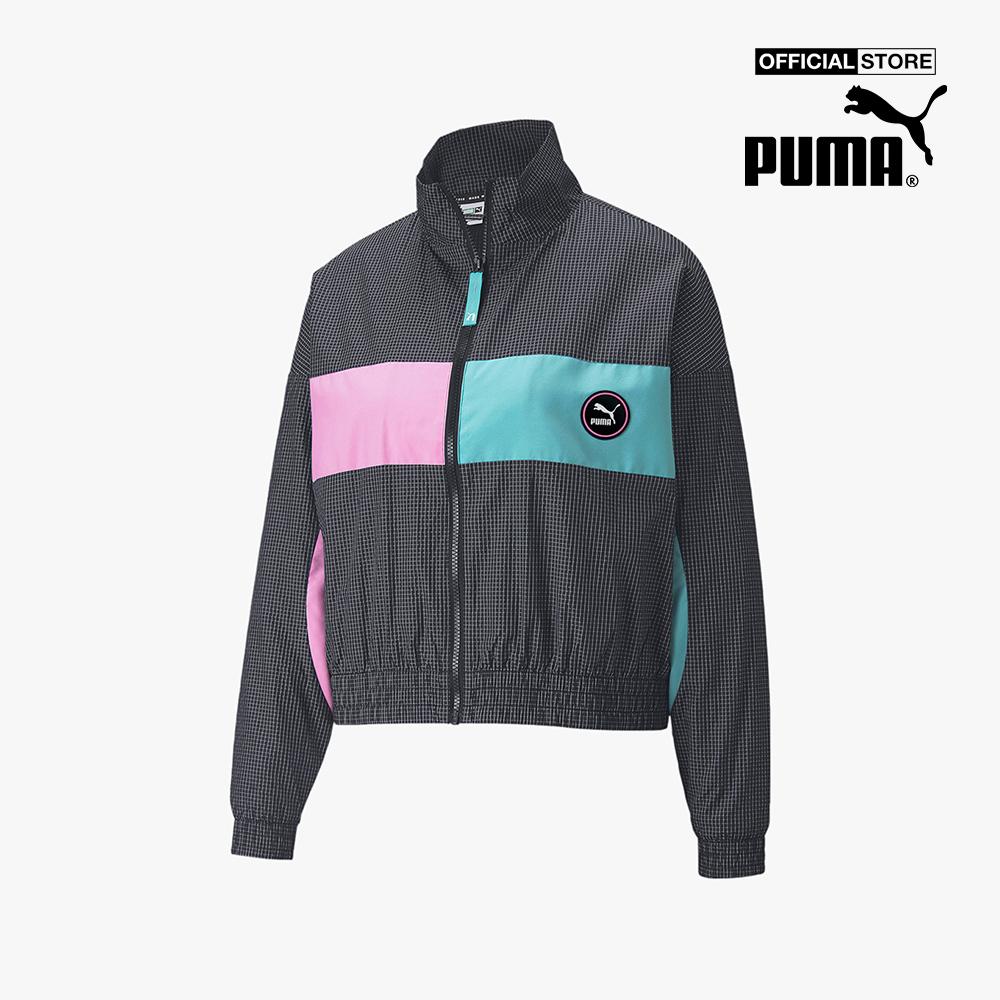 PUMA - Áo khoác nữ cổ trụ phối zip dáng lửng Sportswear 534276