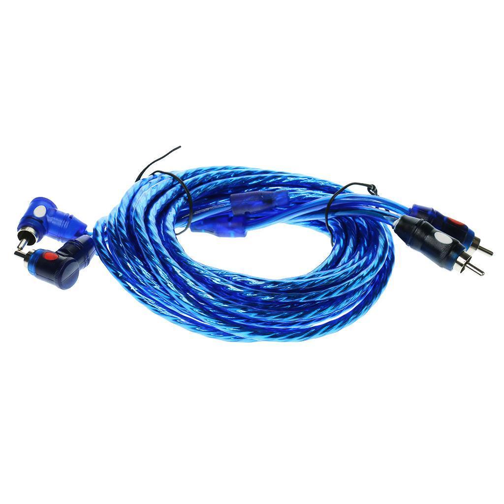 4.5m 2  MALE TO 2RCA MALE CAR STEREO AUDIO POWER CABLE WIRE BLUE