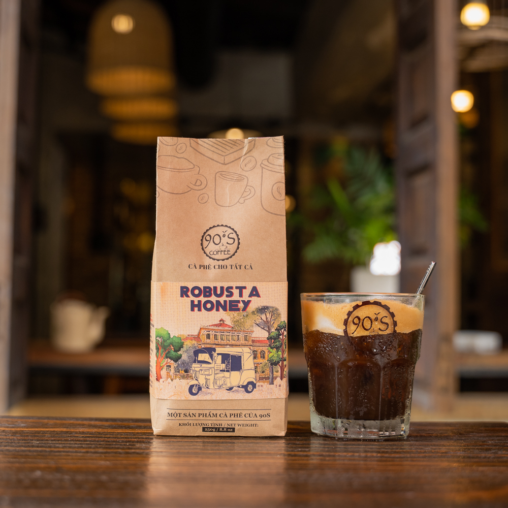 Cà Phê Robusta Honey Rang Xay Nguyên Chất - Dạng Bột - 90S Coffee Vietnam - 100% Cà Phê Sạch Cao Cấp