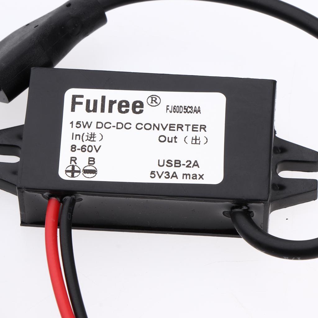 DC-DC Voltage Converter 8-60V to 5V 3A /15W with Dual USB-A