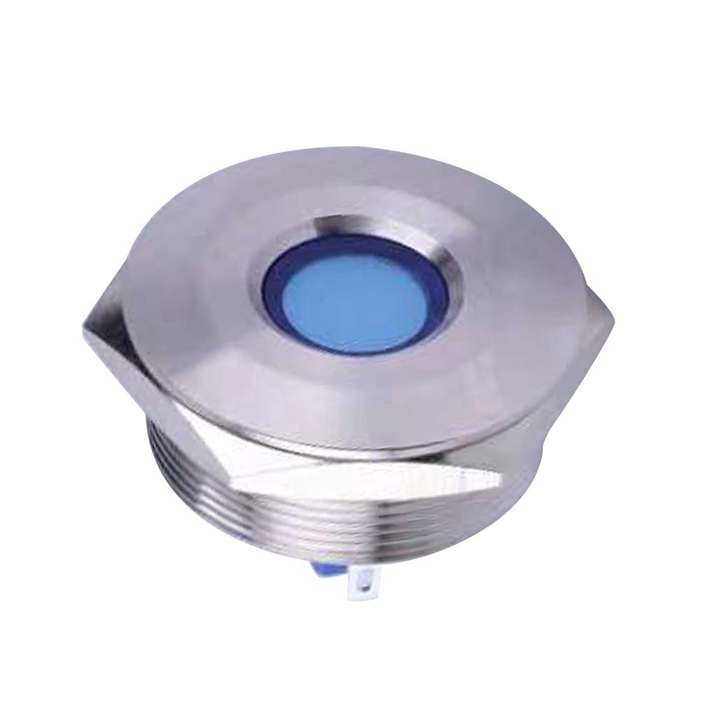 28mm 12V LED Xanh Dương IP67 Kim Loại Phi Tín Hiệu Đèn báo IB28B-FJ-D