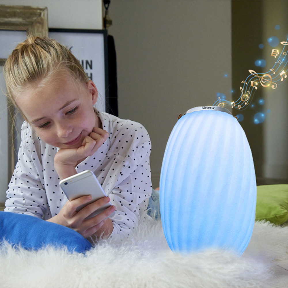 [Hàng Chính Hãng] Loa bluetooth trang trí đèn ngủ 7 màu đèn, chân đế bằng gỗ cao cấp chống mục SoundMax AL-11 | AL11 - Loa Nghe Nhạc kiêm đèn ngủ sang trọng