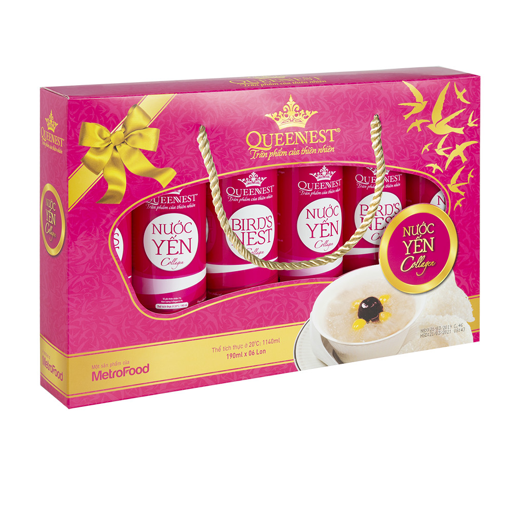 Hộp 6 Lon Nước Yến COLLAGEN QUEENNEST (190ml x 6 LON)