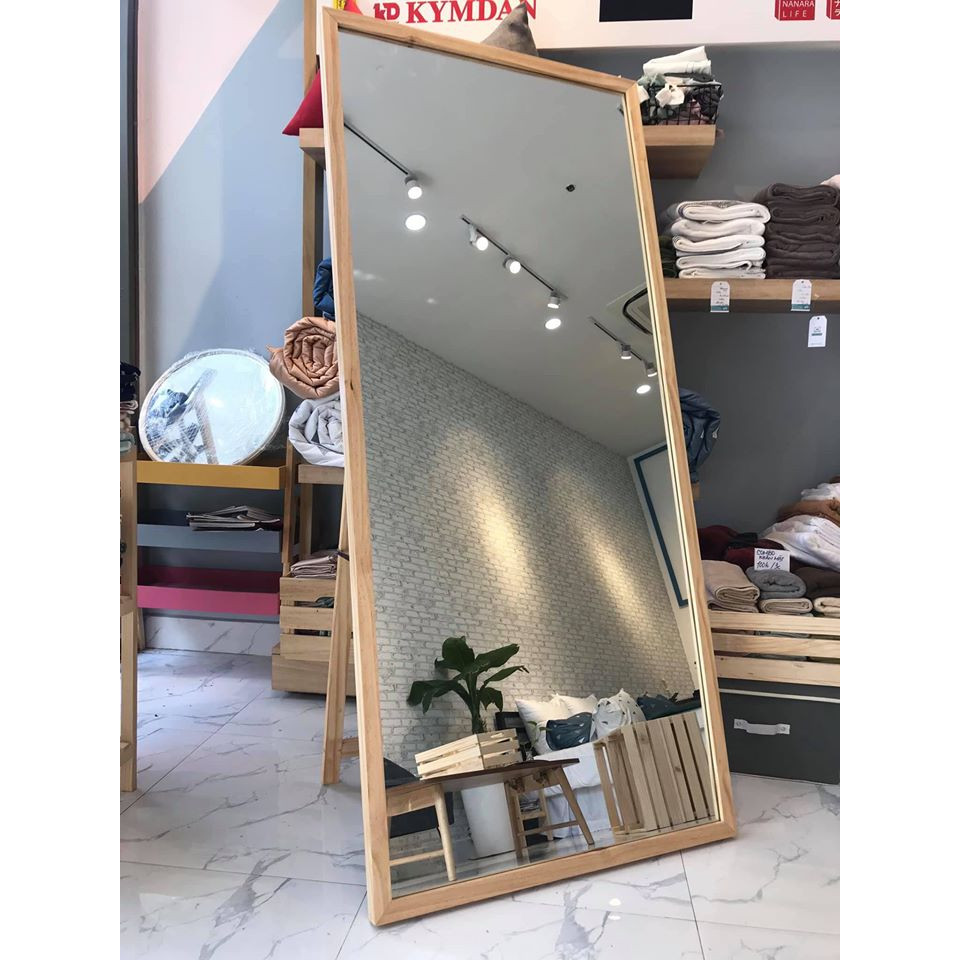 [SIZE80x1M8] GƯƠNG SOI TOÀN THÂN CÓ CHÂN ĐỨNG MÀU TỰ NHIÊN  - STANDING MIRROR NATURAL-80CM