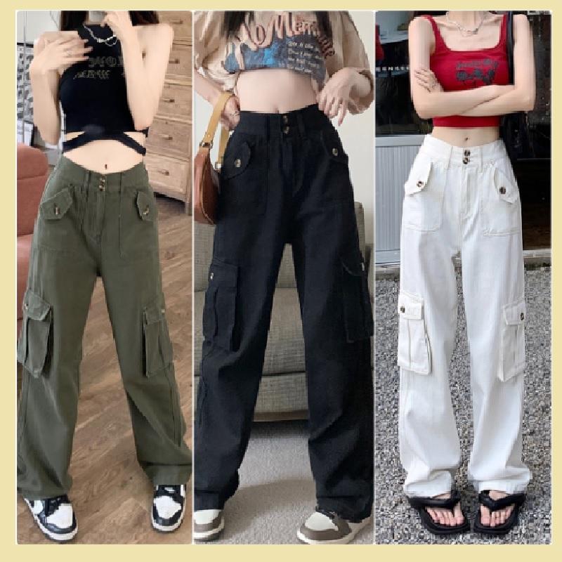 Quần kaki Cargo dài suông ống rộng 4 túi hộp màu trơn form nam nữ unisex - Quần baggy kaki style Ulzzang