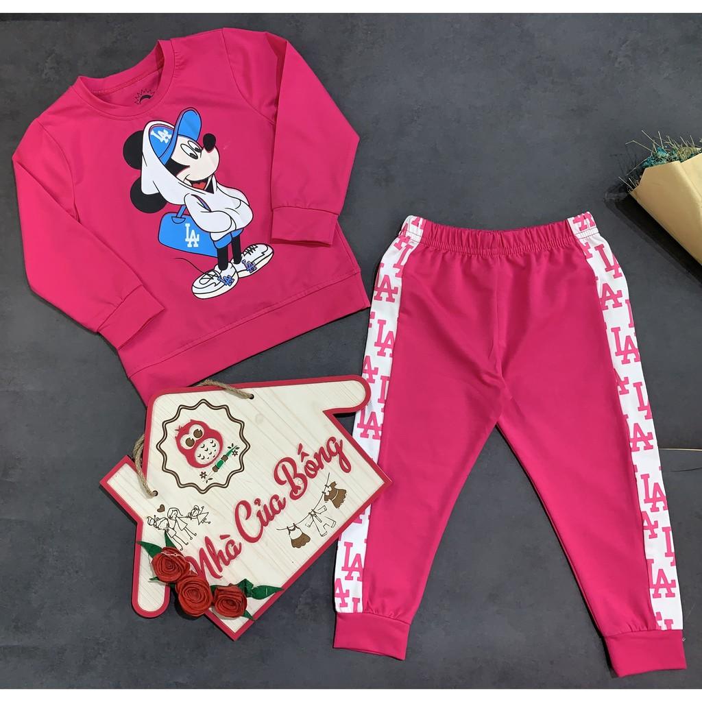 Bộ dài tay bé gái phối hình in mickey size 9 - 40 kg