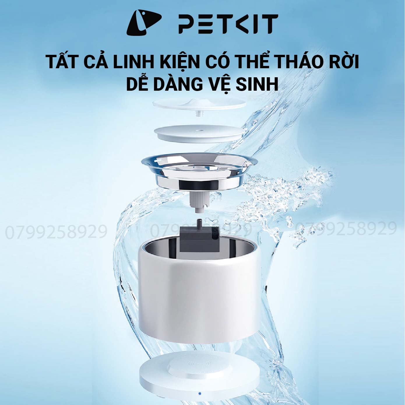 Đài Phun Nước, Máy Lọc Nước Cho Mèo Petkit Eversweet 3 PRO Chất Liệu Inox 304 và Nhựa ABS Sử Dụng Bơm Không Dây Thế Hệ 6