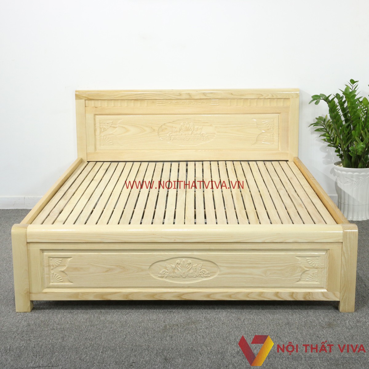 Giường Ngủ Gỗ Sồi Nga Màu Tự Nhiên Bền Đẹp Giá Rẻ