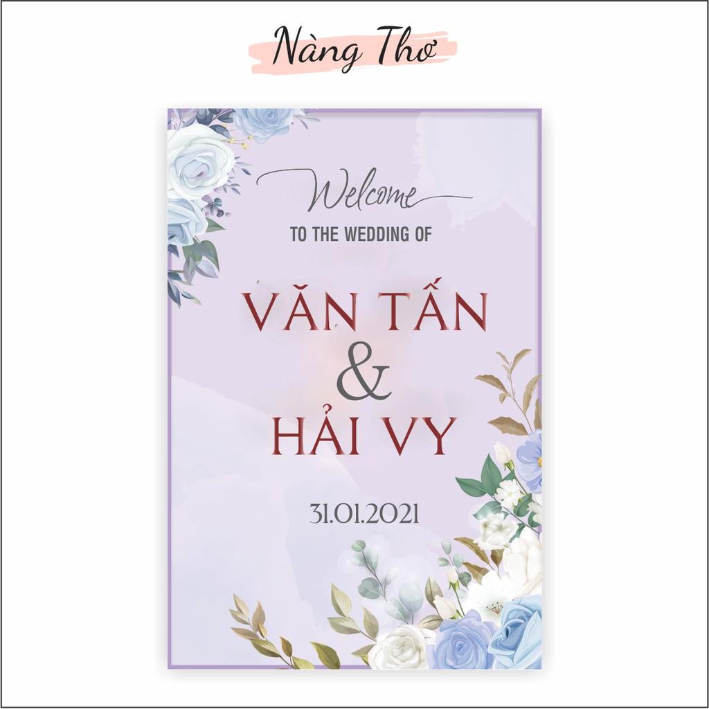 Tấm form đứng để cổng trang trí tiệc cưới_in nội dung theo yêu cầu của khách