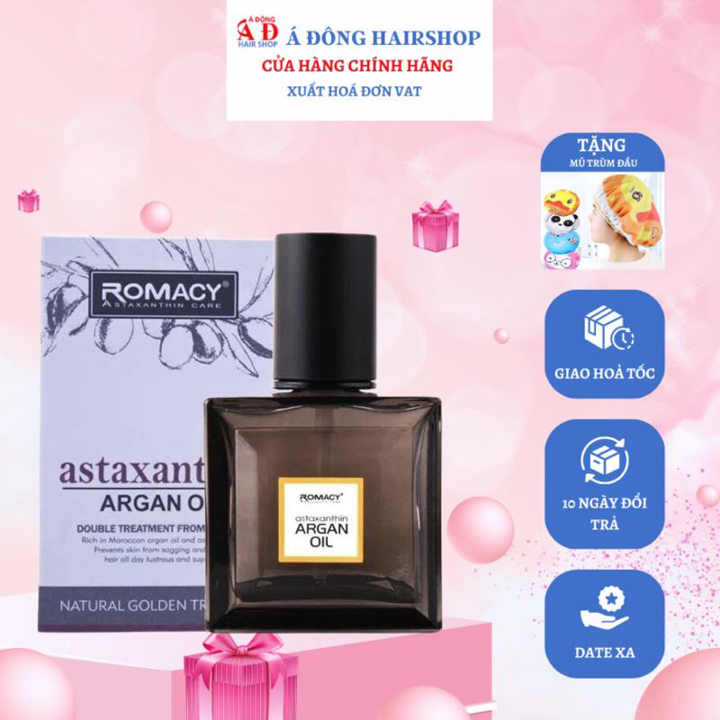 [+Tặng mũ trùm] TINH DẦU DƯỠNG TÓC ROMACY ASTAXANTHIN ARGAN OIL 55ML + Gội xả gói Karseell 15ml