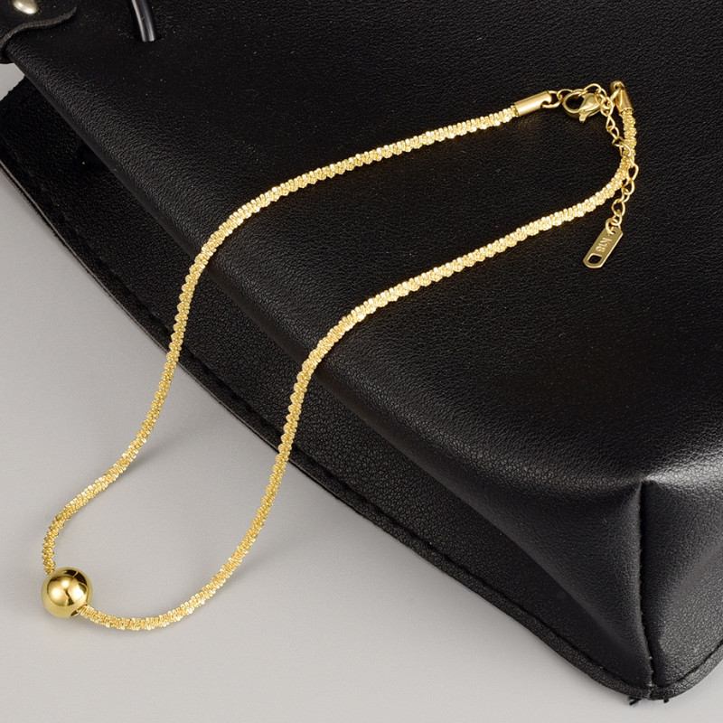 Dây Chuyền Dây Lấp Lánh Mặt Trái Châu Titan Ko Đen TT 4367