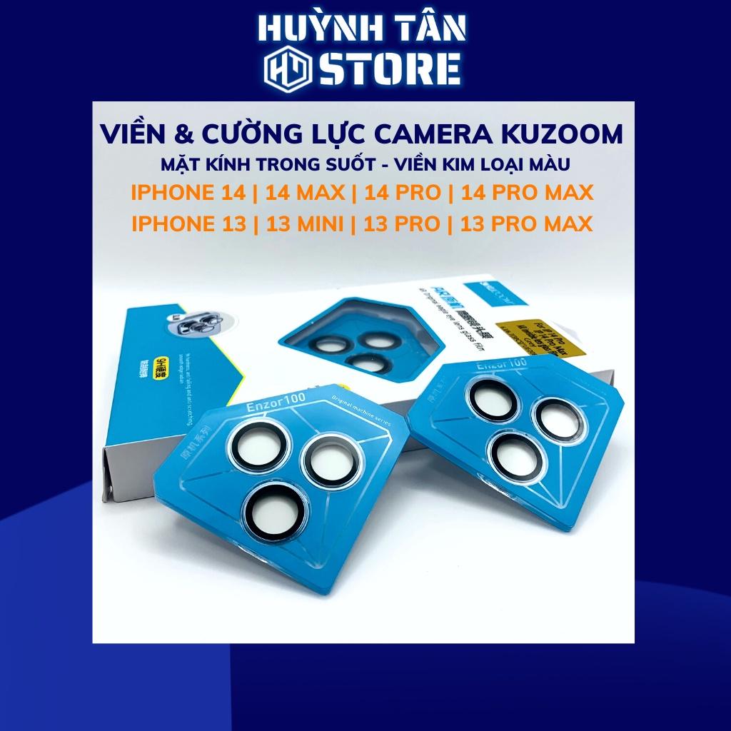 Cường lực camera ip 14 pro max 14 plus 13 pro max 13 mini KUZOOM viền nhiều màu phụ kiện huỳnh tân