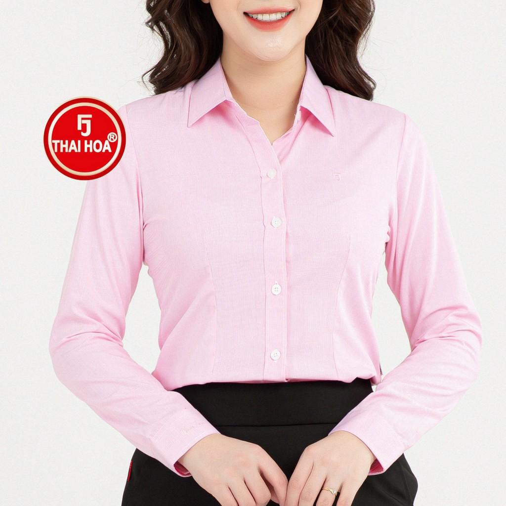 Áo sơ mi nữ Thái Hòa 631-10-01 công sở dài tay vải cotton kẻ tăm caro