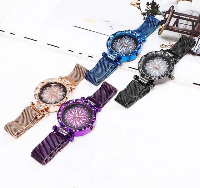 Đồng hồ nữ Ulzzang mặt hoa 3d dây titanium sang trọng thời trang