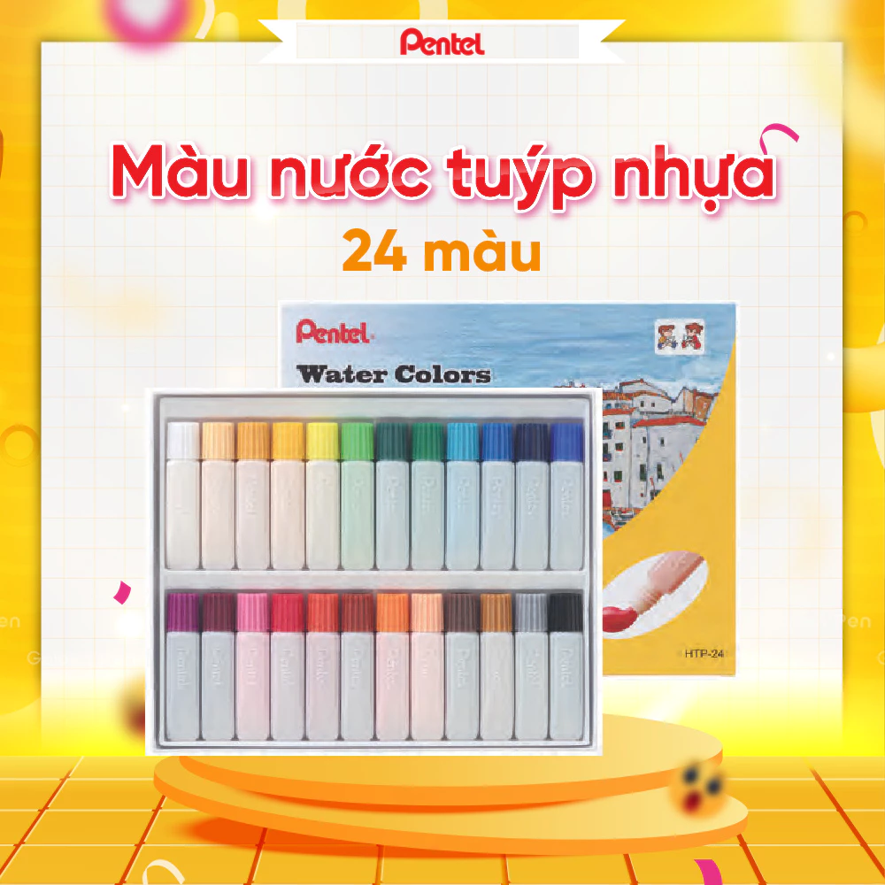 Màu nước Pentel HTP 121824 màu dạng tuýt màu sắc phong phú đa dạng vẽ được trên nhiều chất liệu – 18 màu