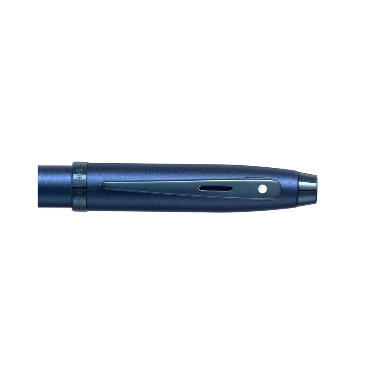 Bút bi khô Sheaffer 100 E2937151 màu xanh Satin với viền màu xanh PVD