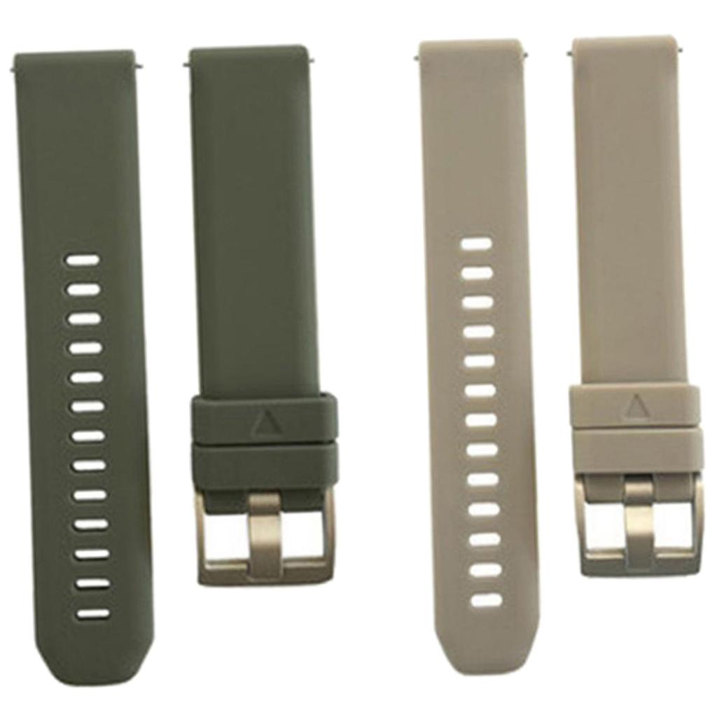 2Pcs Women Men Soft Silicone Rubber Watch Bands Repalcement Quick Release Strap 20mm, Army Green+Gray