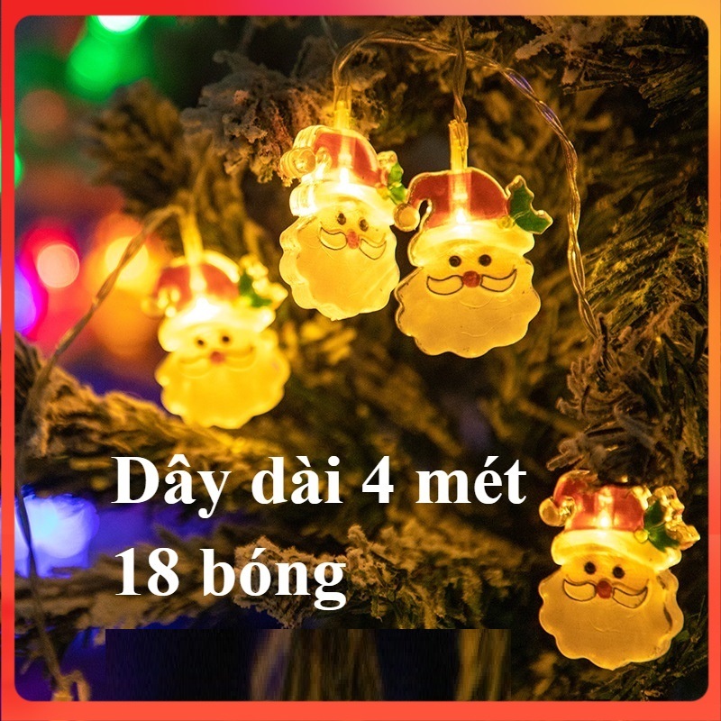 Dây đèn LED trang trí giáng sinh hình ông già noel dài 4m, 18 bóng