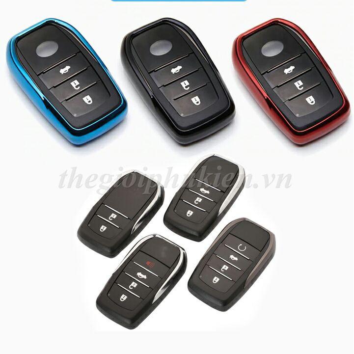 Ốp silicon bảo vệ chìa khóa cho xe Toyota Fortuner, Corolla Altis, Innova, Hilux, Yaris…kèm móc đeo INOX