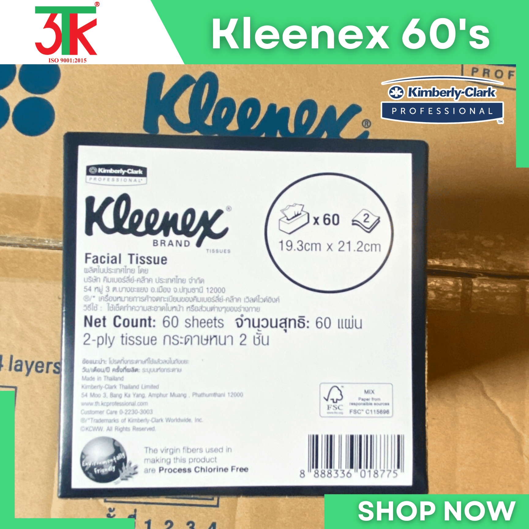 Com bo 10 hộp Giấy ăn, giấy rút KLEENEX loại 60 tờ Mã CB10H93000 - mua nhiều được chốt giá hời ưu đãi - CB10H93000