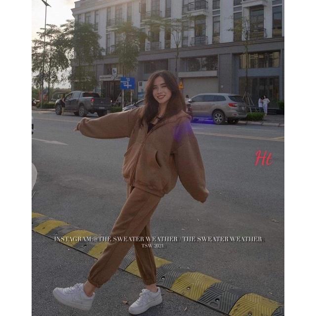 Bộ nỉ cổ khoá Cotton trơn H2B