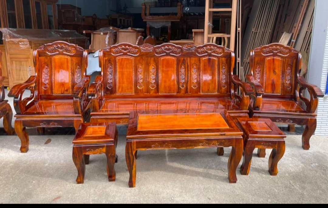 Bộ salon Hoàng Gia gỗ muồng 6 món tay 12