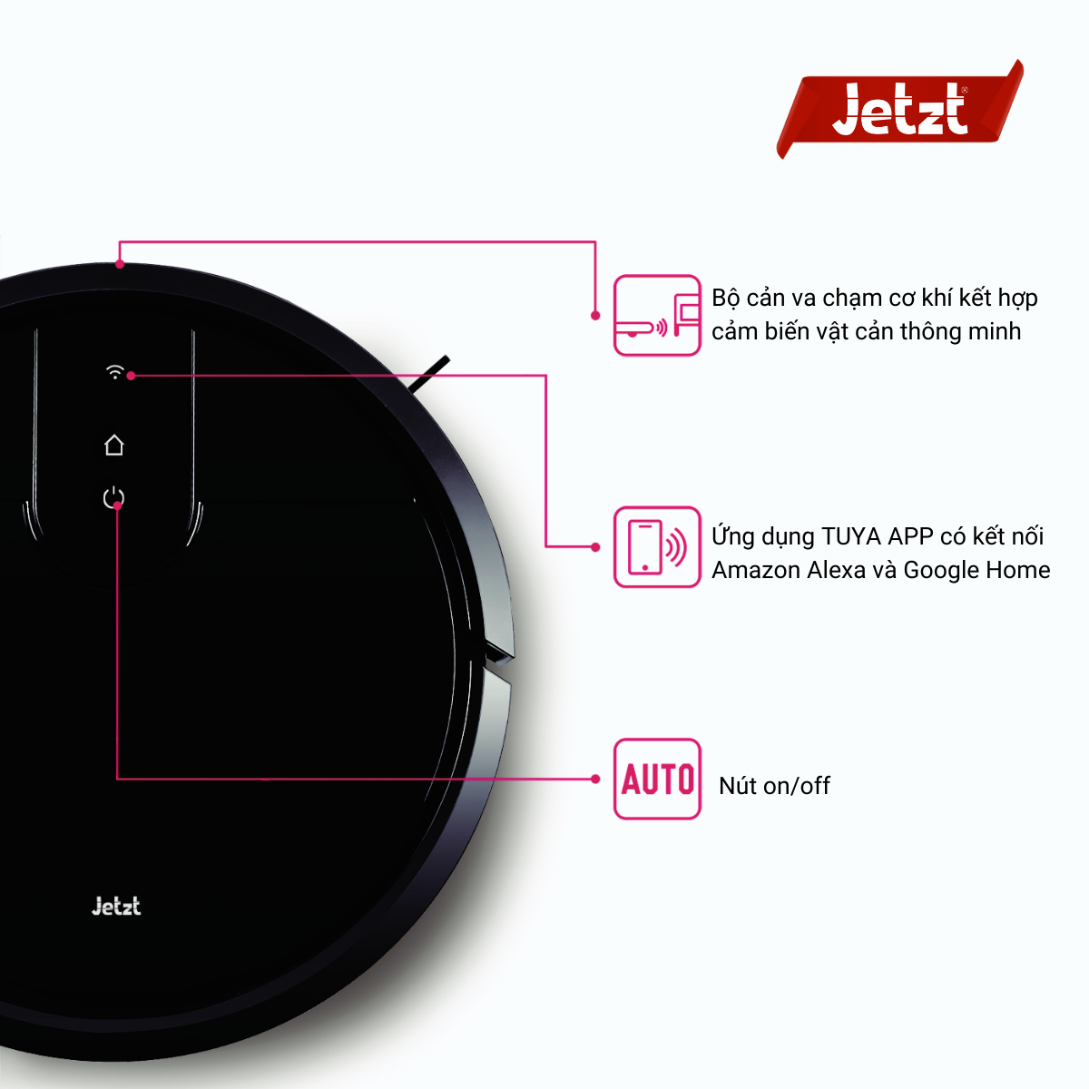 Robot hút bụi lau nhà thông minh Jetzt F12 MAX, hàng chính hãng