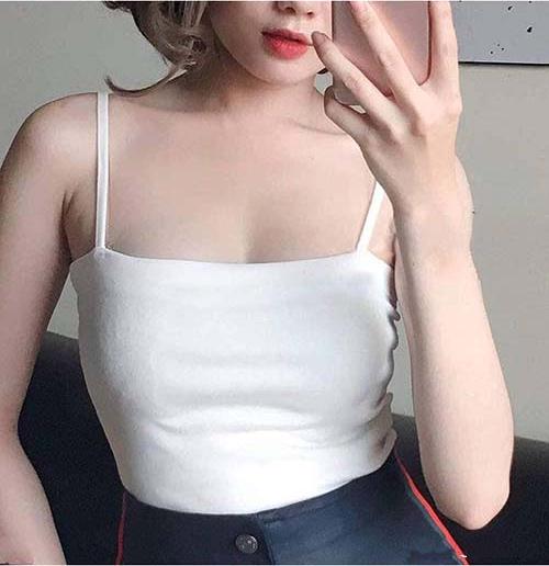 Áo 2 dây quây ngang màu trắng freesize