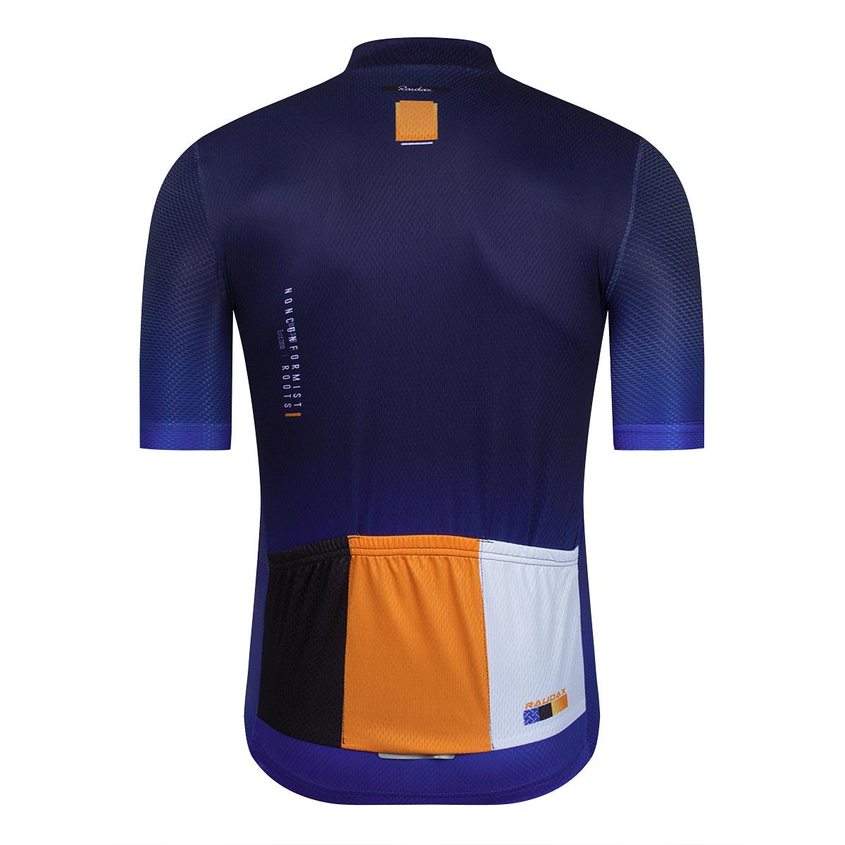 Đàn ông quần áo 2023 Mùa hè Raudax Cycling Jersey Blue Short Tay áo xe đạp Đội xe đạp Quick Dress Quần áo 19D Gel Pad Cycling Quần áo bộ quần áo Color: 1 Size: XL