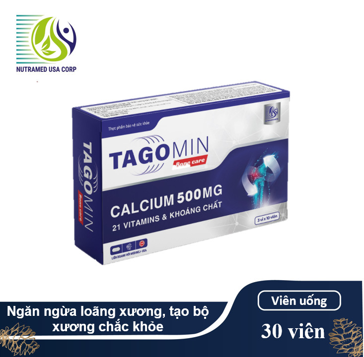 Viên uống hỗ trợ ngăn ngừa loãng xương TAGOMIN Bonecare - Hỗ trợ bổ sung canxi hàm lượng cao giúp ngăn ngừa loãng xương, tạo khung xương chắc khỏe  - Nhà máy liên doanh với Medinej-USA và đạt chuẩn GMP-WHO