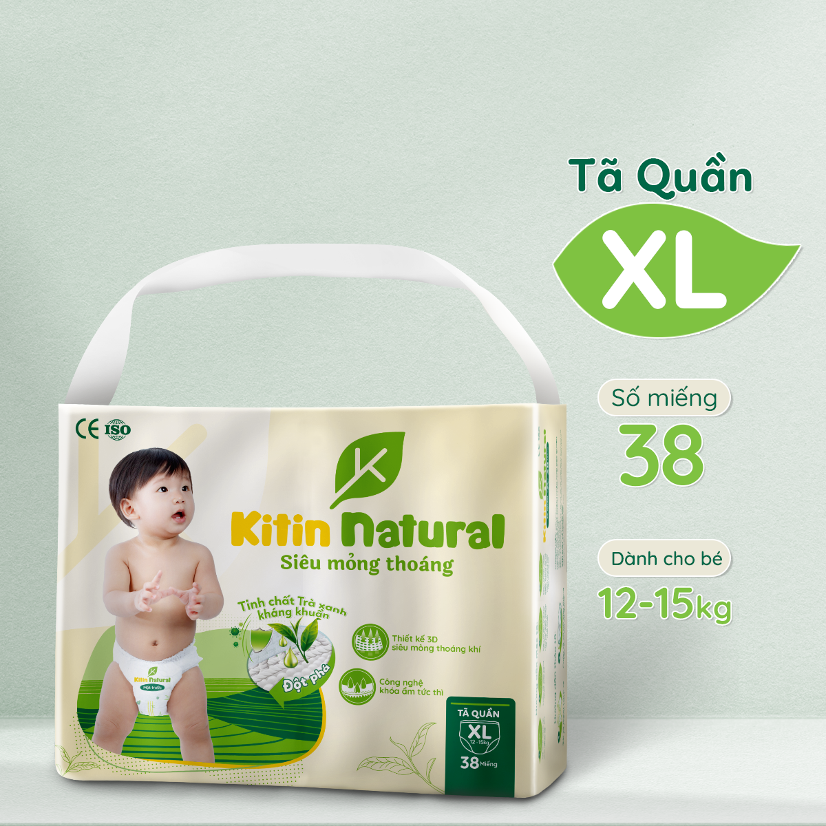 Tã Bỉm quần Kitin Natural size M44/L40/XL38/XXL36/XXXL34