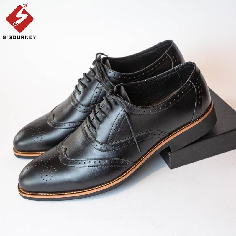 Giày Tây Nam Cao Cấp Oxford Brogues Họa Tiết Đục Lỗ, Da Bò Thật, Thiết Kế Sang Trọng SIG-36