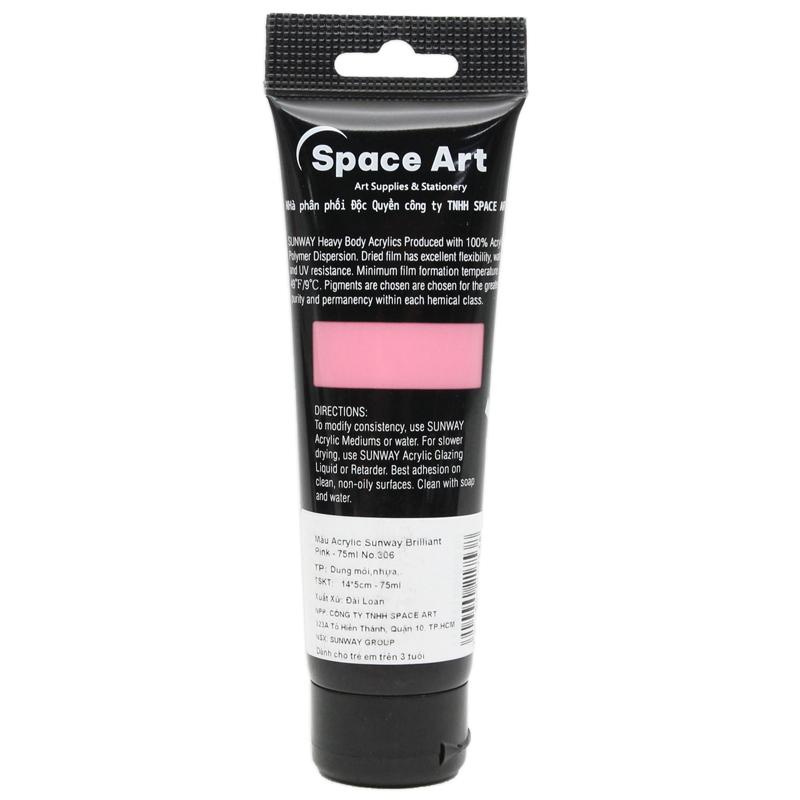 Tuýp Màu Vẽ Acrylic 75 ml - Sunway No.306 - Brilliant Pink