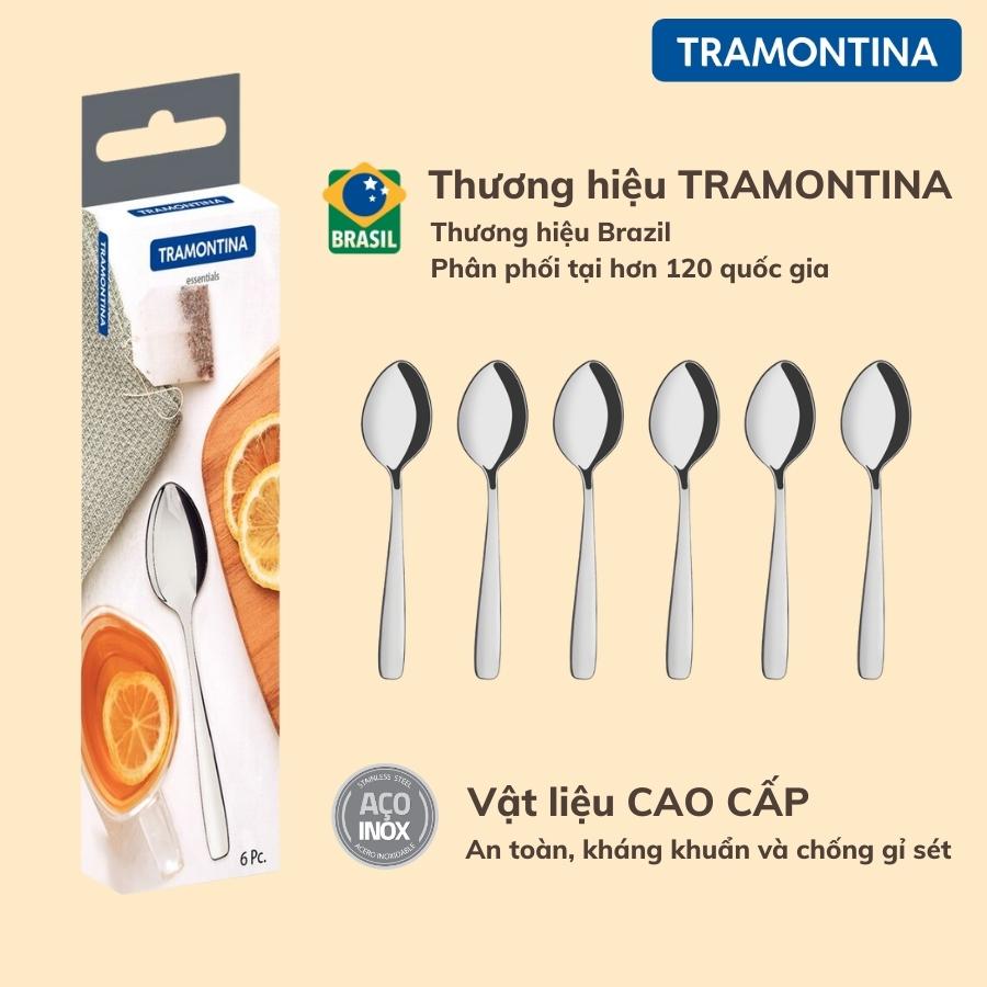 Combo 2 Thìa Dĩa Gồm 1 Bộ 6 Món Thìa Cafe và 1 Bộ 6 Món Dĩa TRAMONTINA Chất Liệu Thép Không Gỉ Sản Xuất Tại BRAZIL - Hàng Chính Hãng