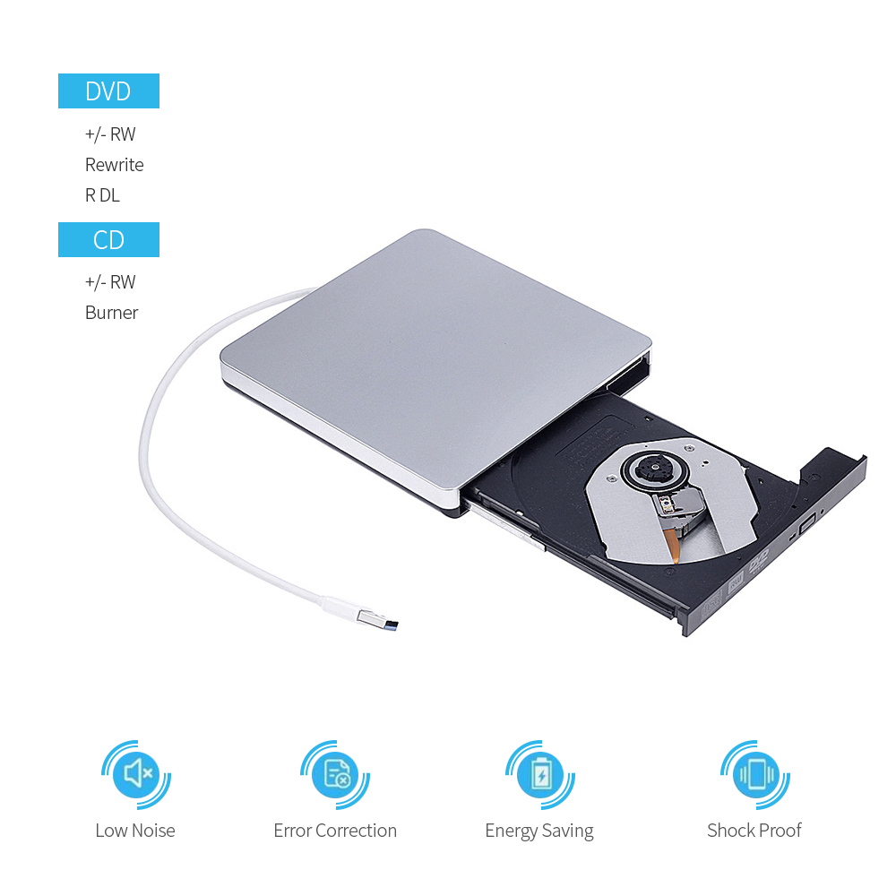 Ổ đĩa quang ngoài siêu mỏng CD-RW DVD-RW ghi CD / DVD cho Windows / Mac USB 3.0