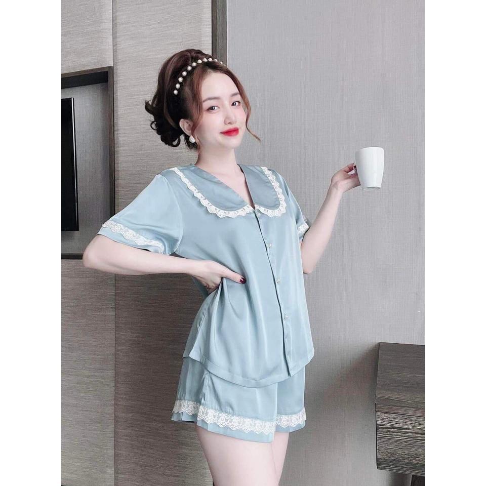 Đồ Mặc Nhà Quần Ngắn, Kiểu Tay Ngắn Và Quần Phối Ren XInh Xắn, Đồ Ngủ Lịch Sự, Phom Dưới 58kg