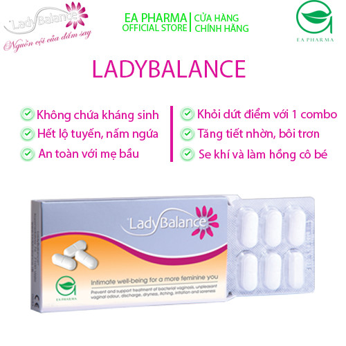 Viên đặt bảo vệ sức khoẻ phụ khoa và duy trì cân bằng môi trường phụ khoa LadyBalance - Đan Mạch - Hộp 12 viên - Không chứa kháng sinh, an toàn tuyệt đối cho bà bầu