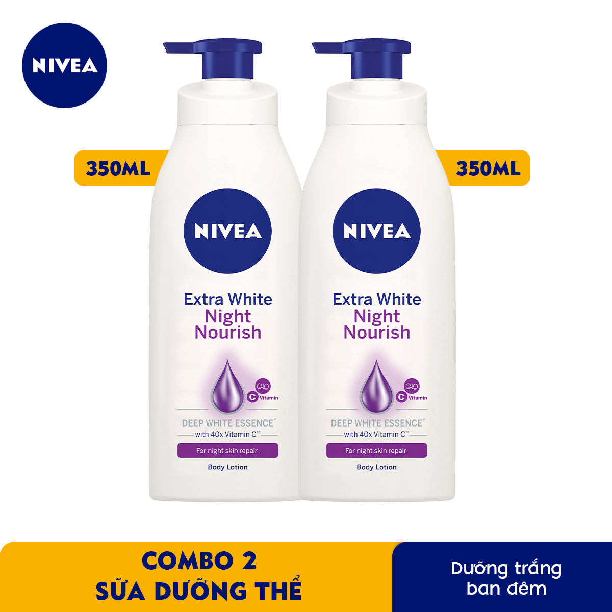 Bộ 2 Sữa Dưỡng Thể NIVEA Sáng Da Ban Đêm – 98412