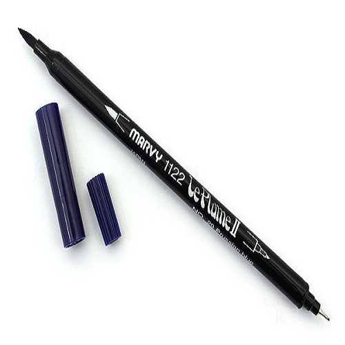 Combo 3 bút lông đầu cọ viết calligraphy Marvy Le Plume II Double-Sided Watercolor Marker - UP.PENS Collection - Navy Colors 1