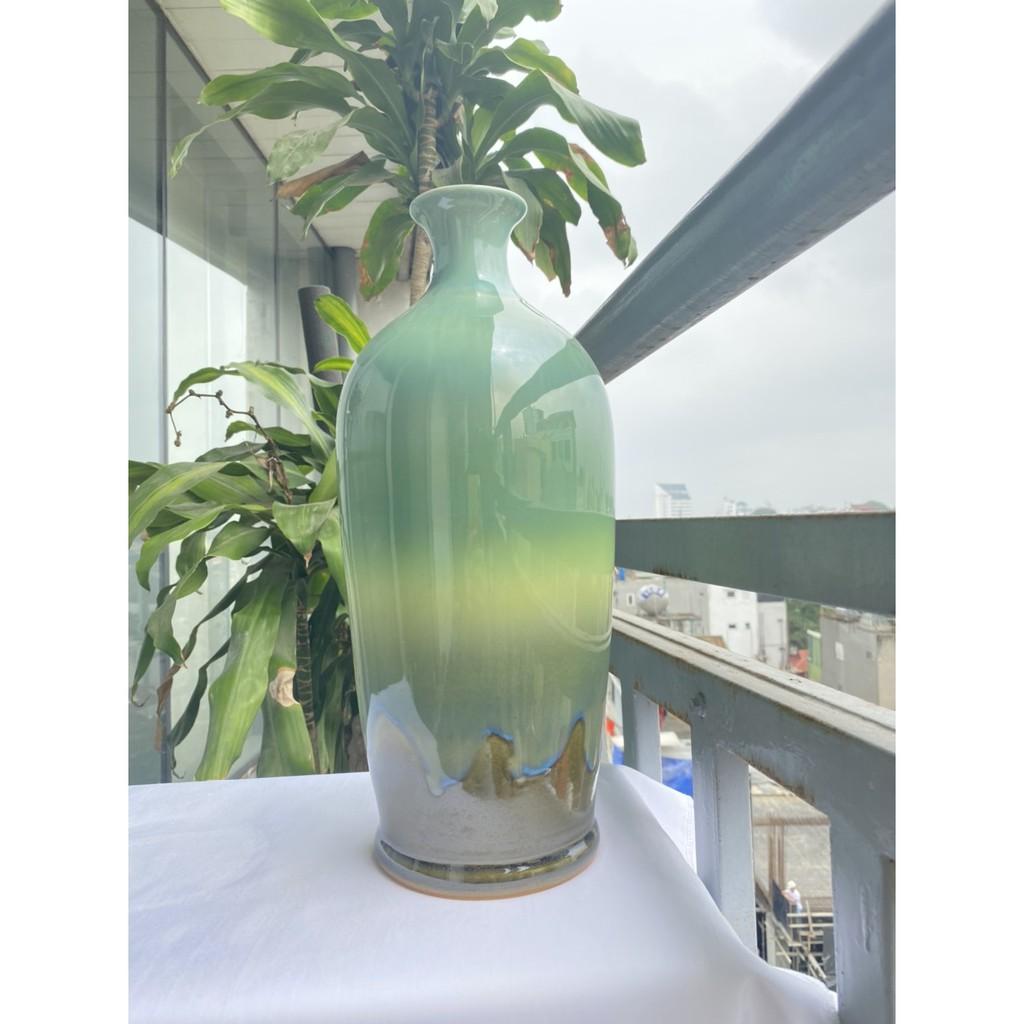 LỌ HOA BÁT TRÀNG CAO CẤP MEN HỎA BIẾN XANH NGỌC TRANG TRÍ NHÀ CỬA