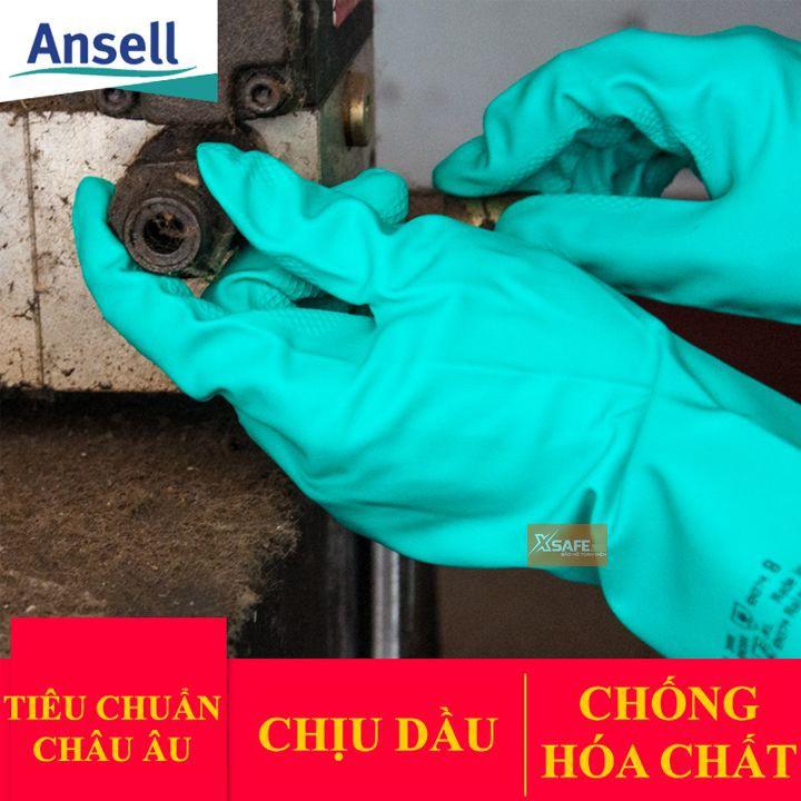 Găng tay chống hóa chất Ansell 37-175 chống hóa chất - dầu nhớt - Axit / cotton thấm hút mồ hôi - tái sử dụng nhiều lần