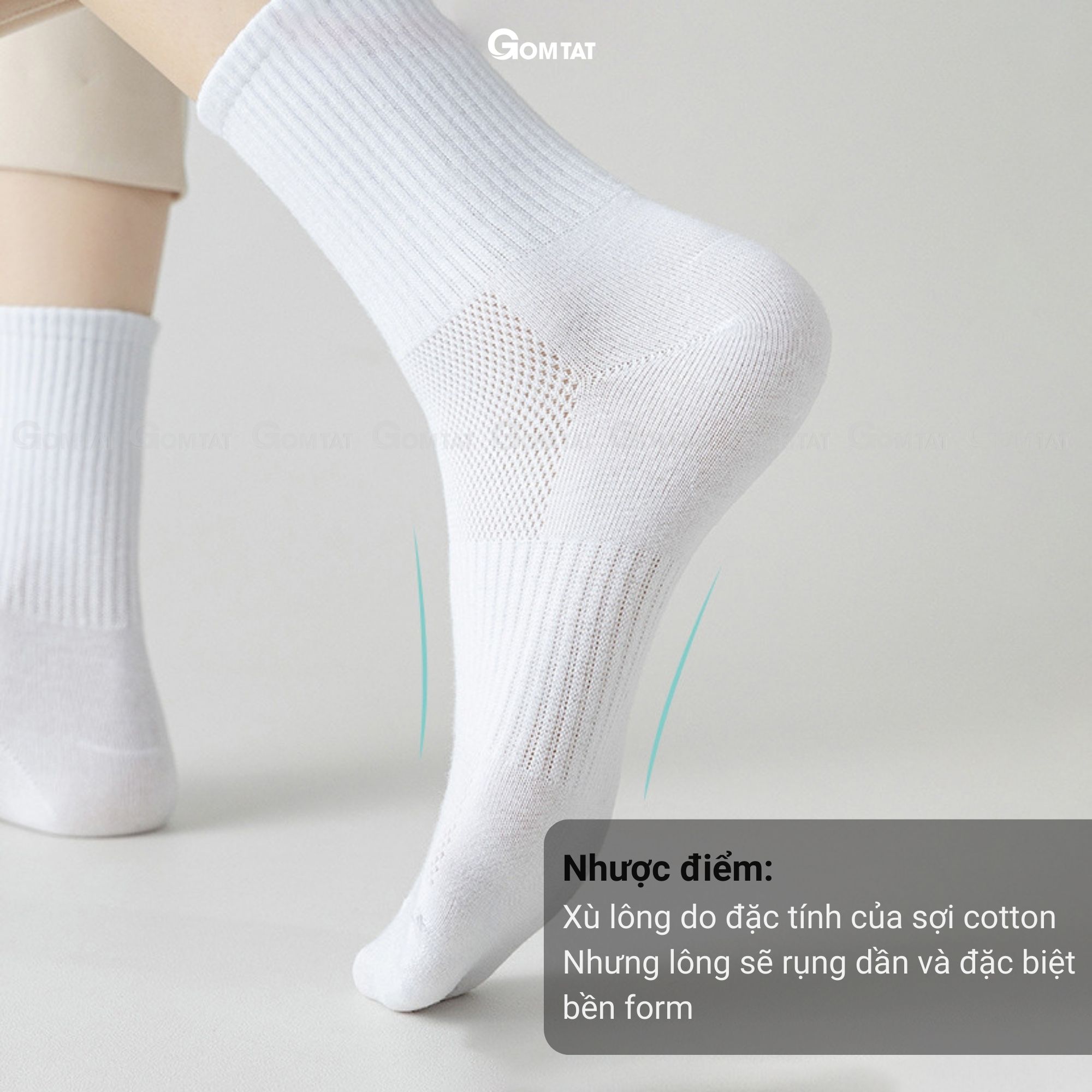 Tất vớ nam nữ cổ cao trơn màu GOMTAT chất liệu cotton cao cấp, hút ẩm thoáng khí, mềm mại êm chân - KLB-TRONCAO-GANTAM