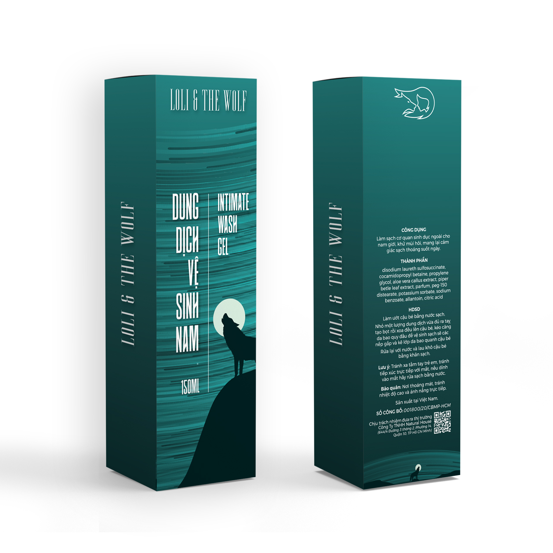Dung dịch vệ sinh nam dịu nhẹ lành tính thành phần tự nhiên mùi hương nam tính chai vòi nhấn 150ml - LOLI & THE WOLF